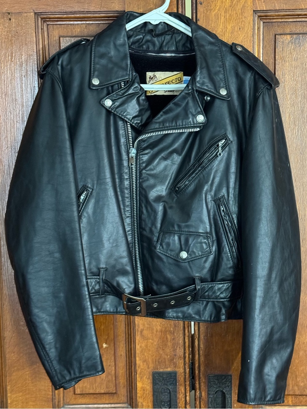 PERFECTO by Schott NYC Leather Motorcycle jacket #619 Size 44 With Fleece Liner